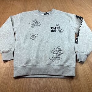 Disney Mickey Mouse Sweatshirt Gray Graphic Crewneck Medium